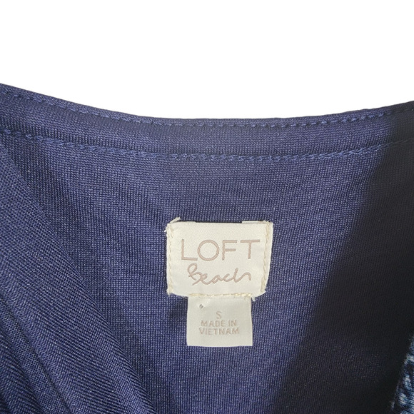 Loft Beach Maxi Dress S Women Blue Floral Diamond Argyle‎ Sleeveless Jersey Knit - Picture 9 of 11